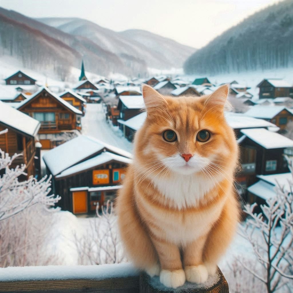 北海道旅行する猫