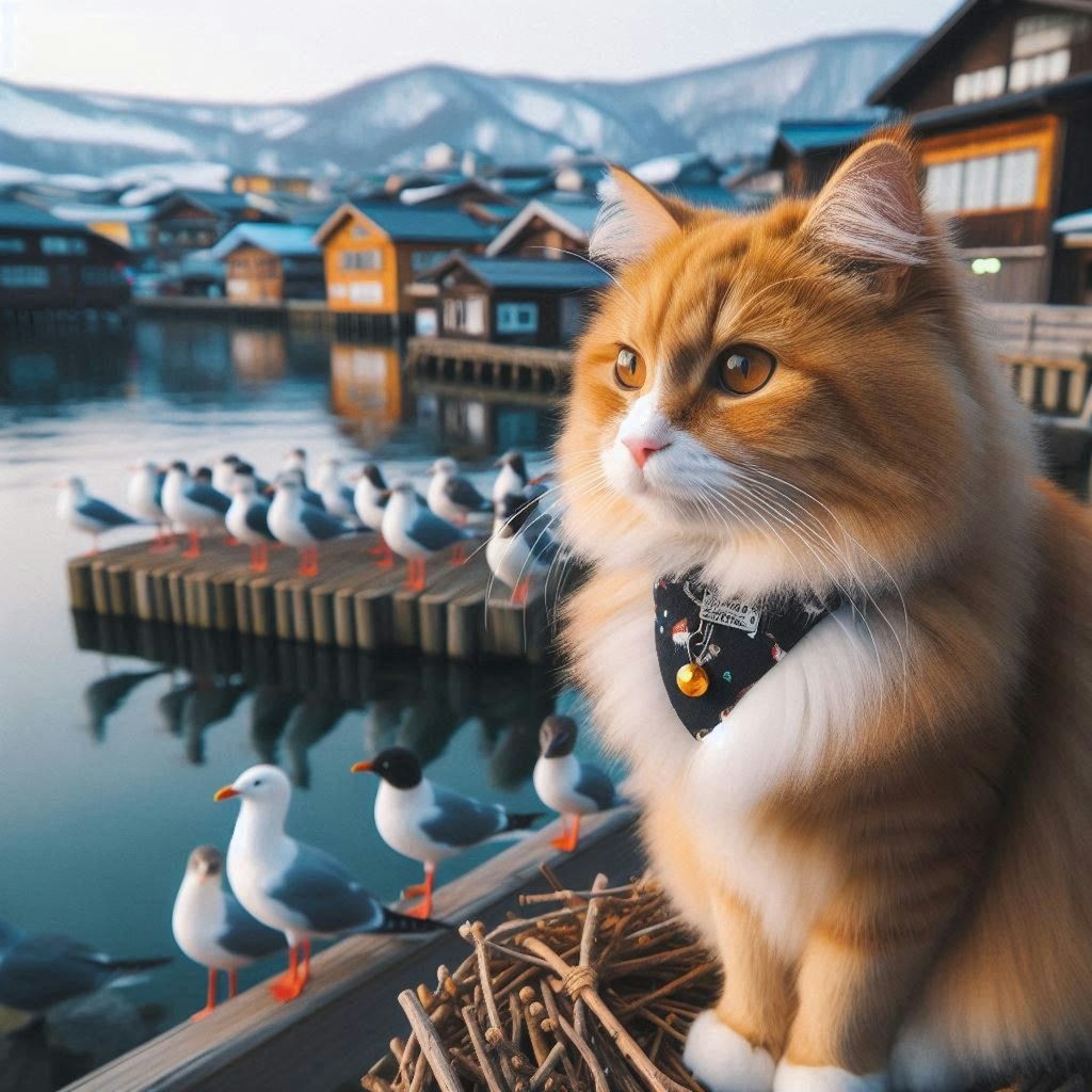 北海道旅行する猫