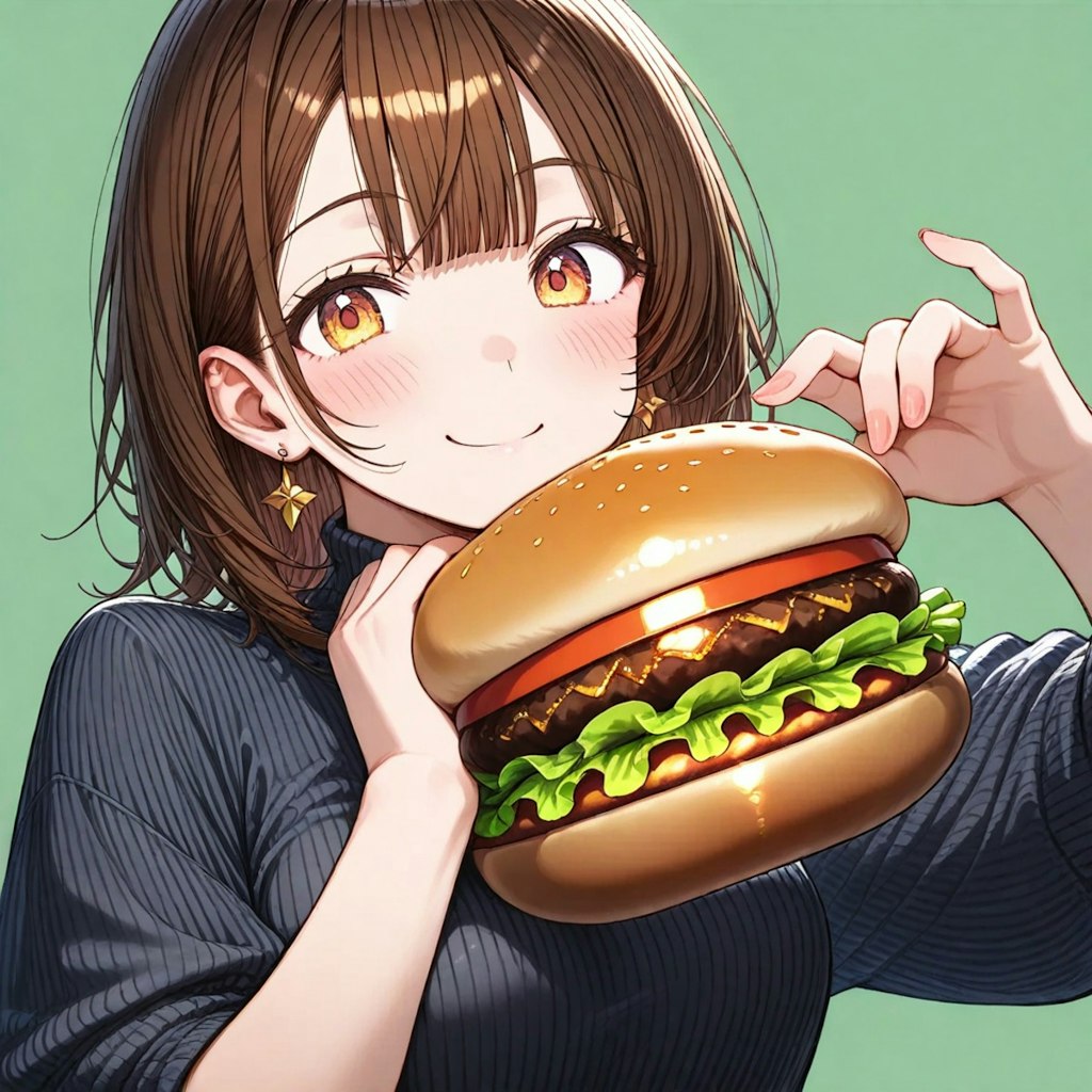 ハンバーガーが、で、でかい。食べれるかなぁ〜