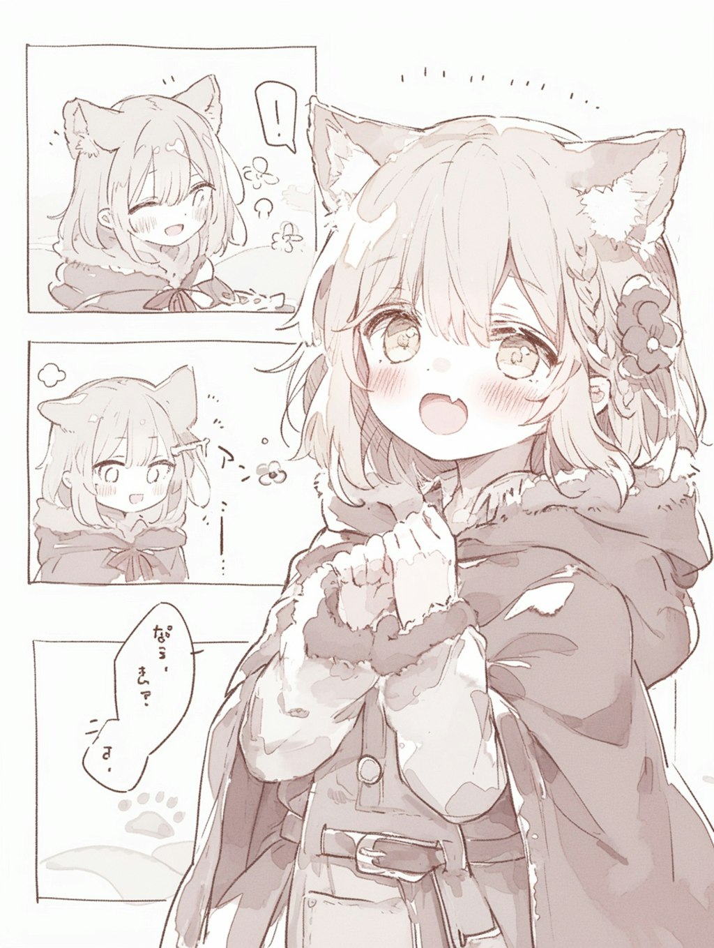 猫耳娘　漫画風。