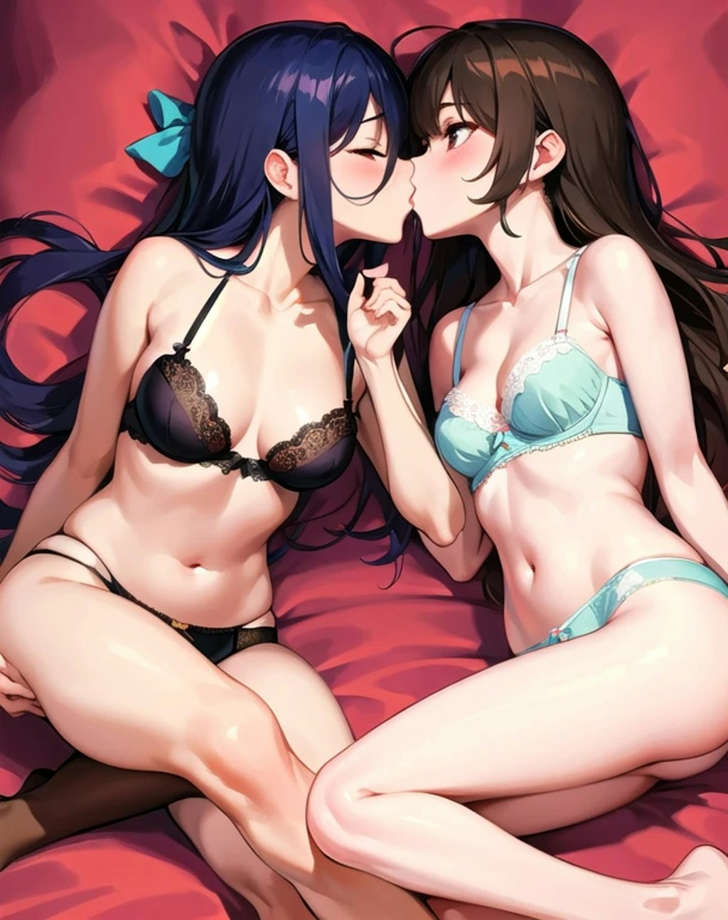 下着百合キス💕