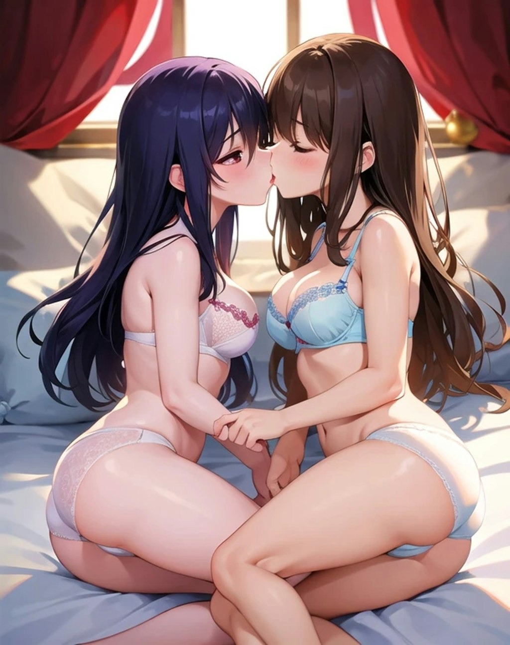 下着百合キス💕