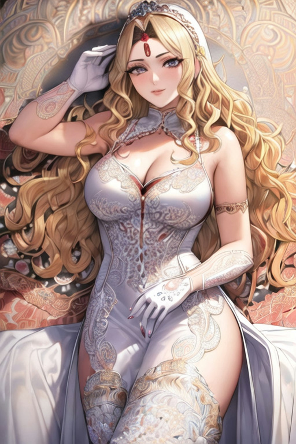 金髪白ドレス美女イラスト集