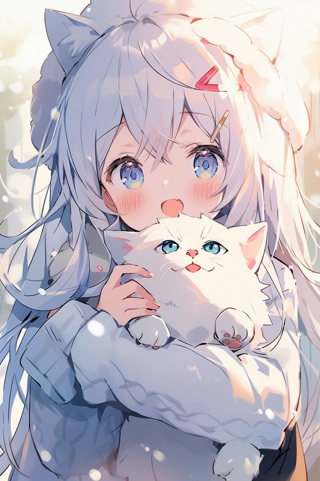 猫を抱く女の子