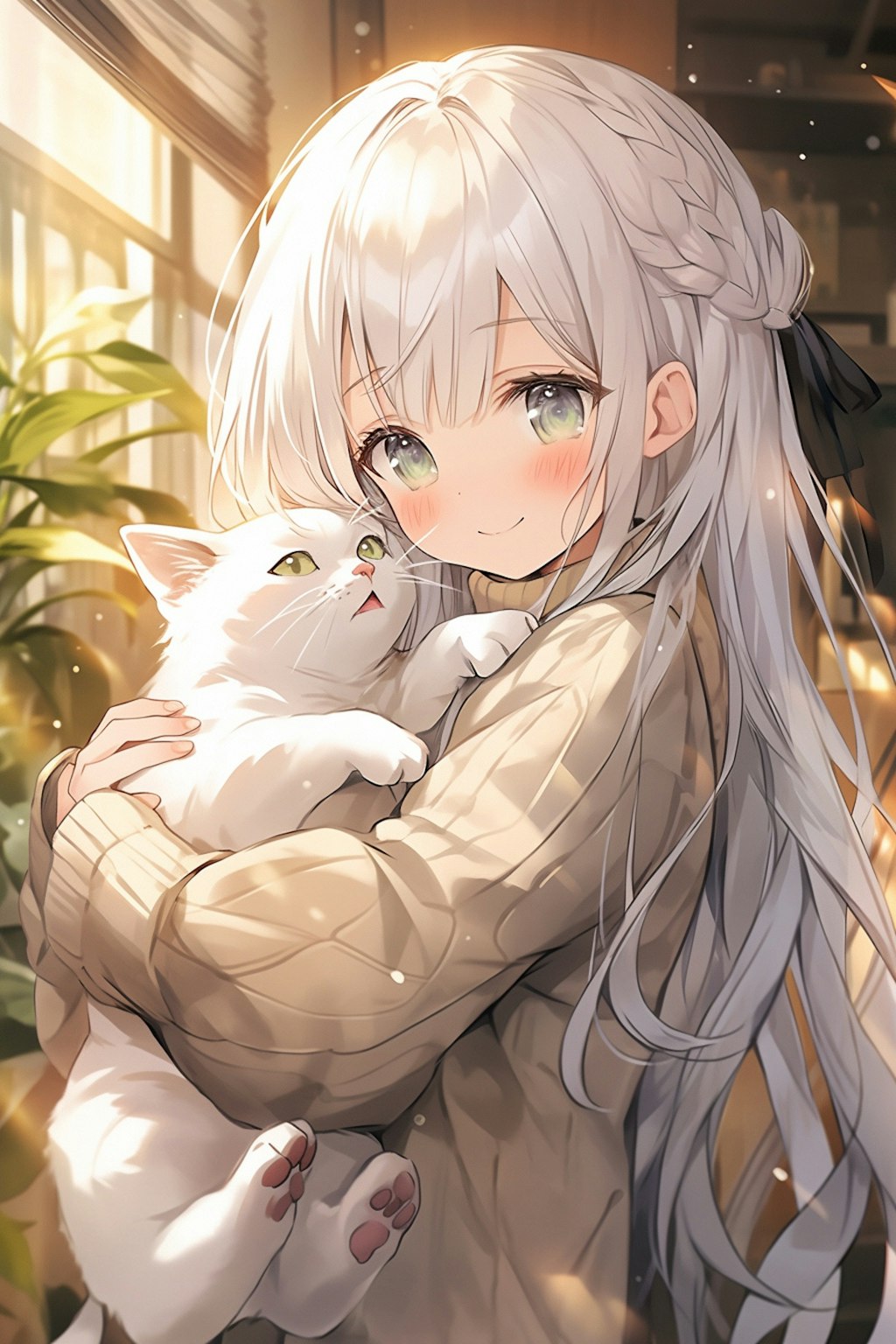 猫を抱く女の子