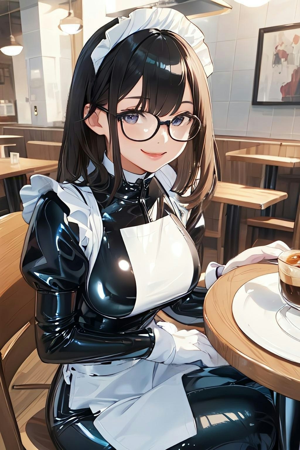 ☕ラテックスメイド服のお姉さん☕️