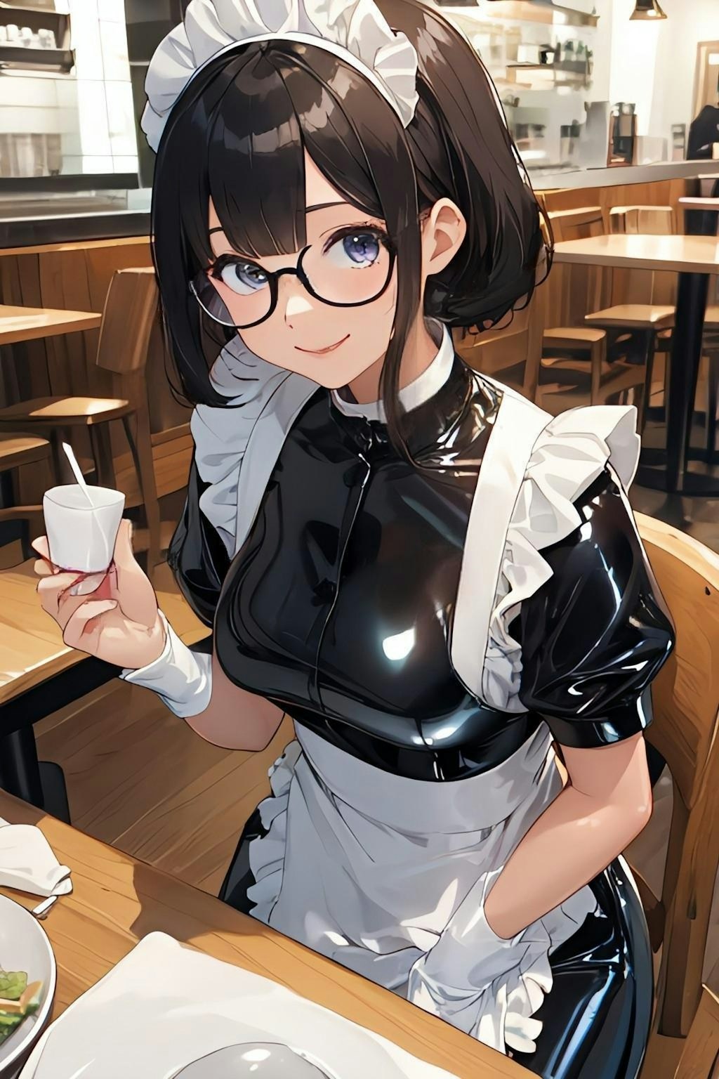 ☕ラテックスメイド服のお姉さん☕️