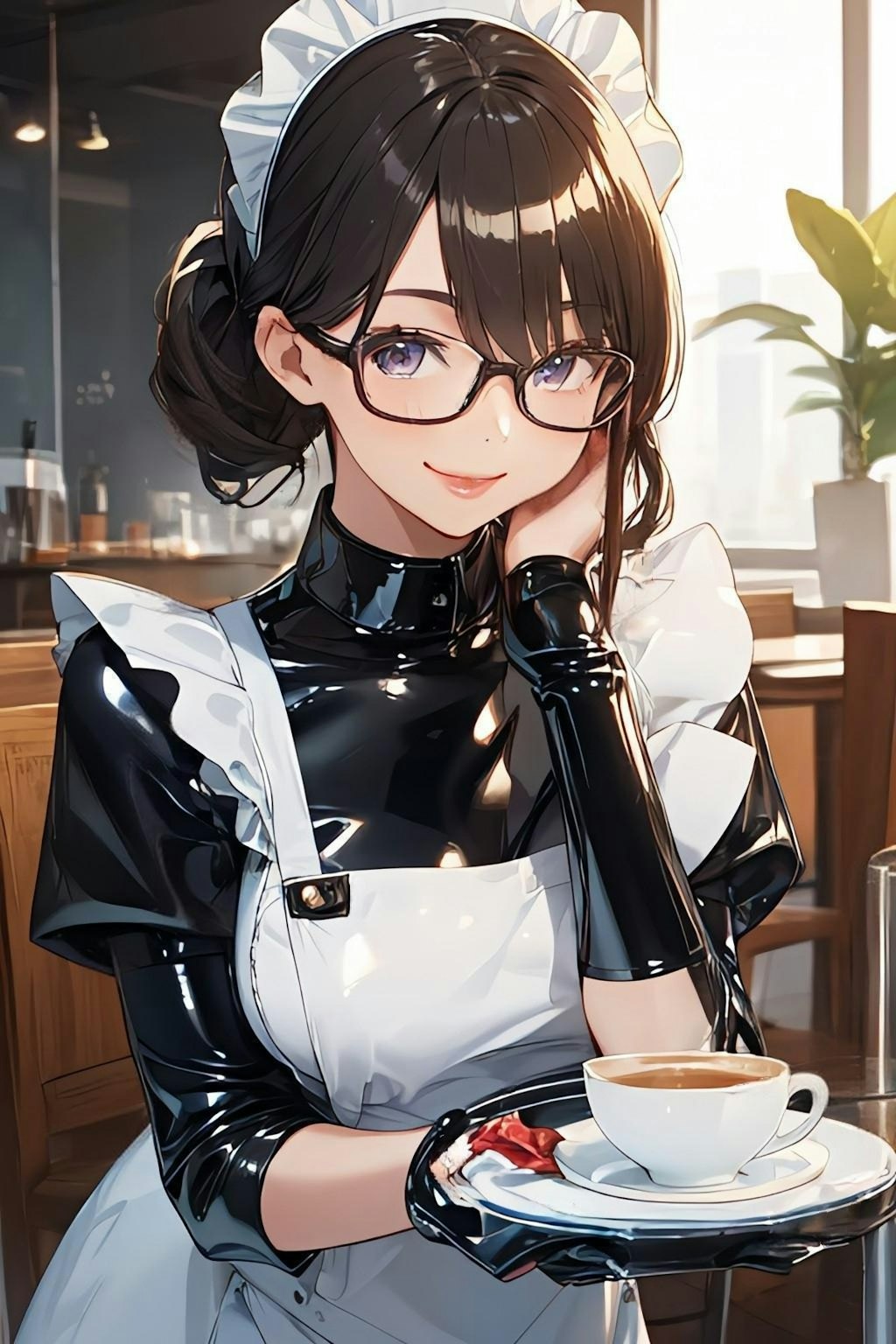 ☕ラテックスメイド服のお姉さん☕️