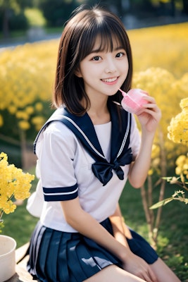 桜＋菜の花＋セーラー服=春爛漫2(12枚)