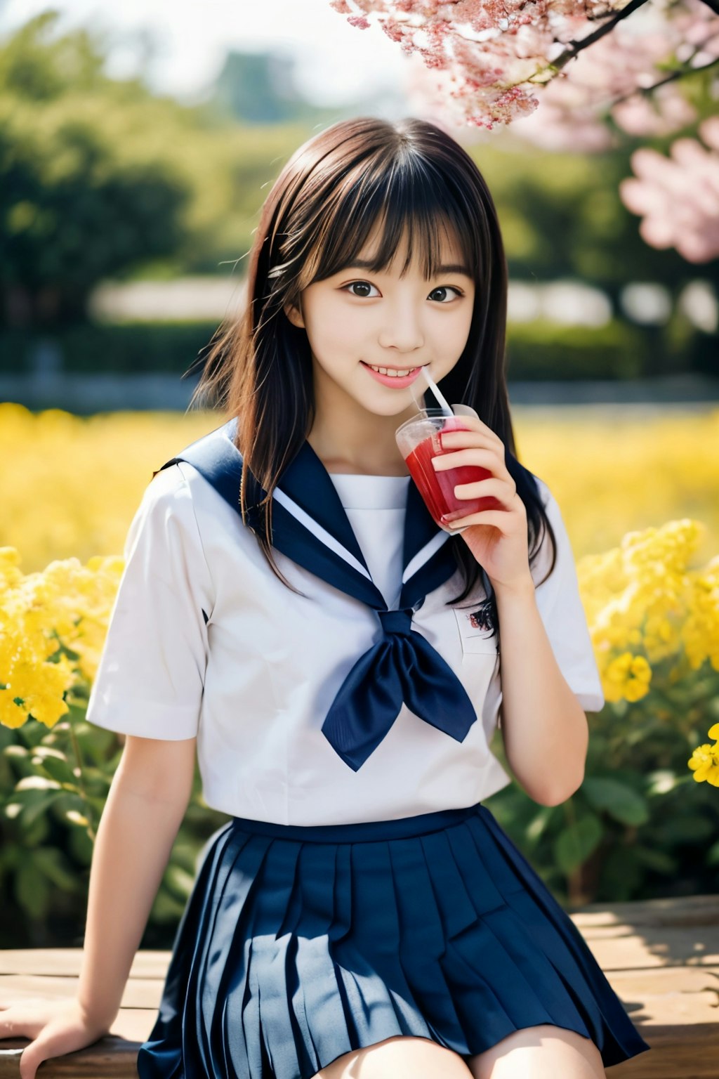 桜＋菜の花＋セーラー服=春爛漫2(12枚)