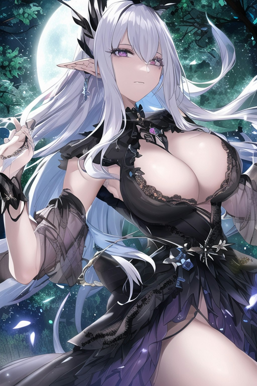 Beauty of the Dark Elves in the Moonlight