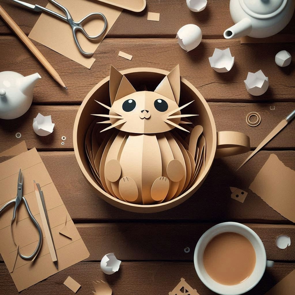 ペーパーアートの猫