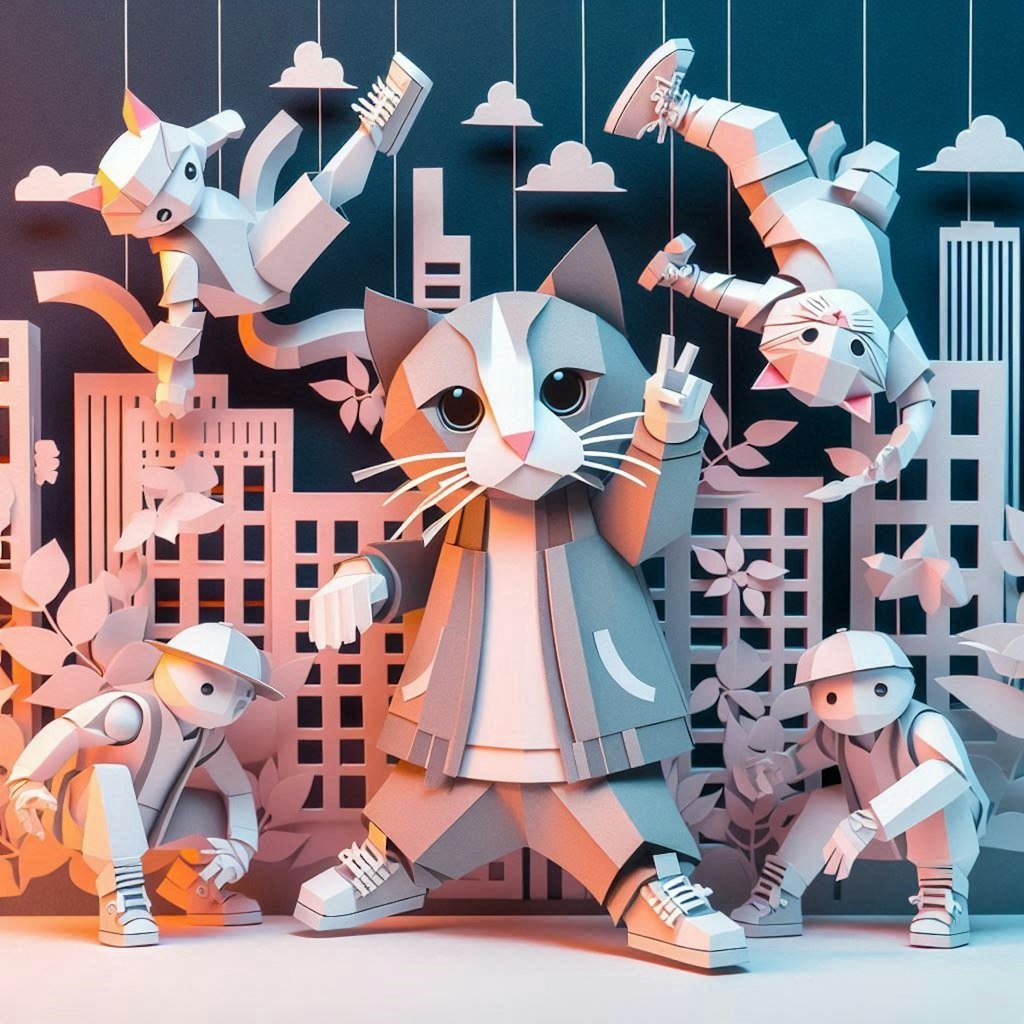 ペーパーアートの猫