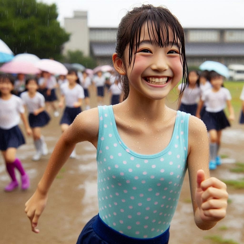 雨ではしゃぐ無邪気な年代