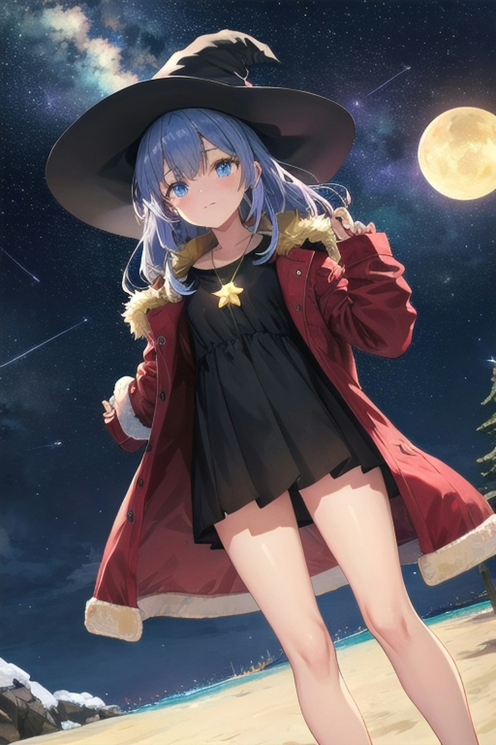 砂浜の魔女と星空とクリスマス