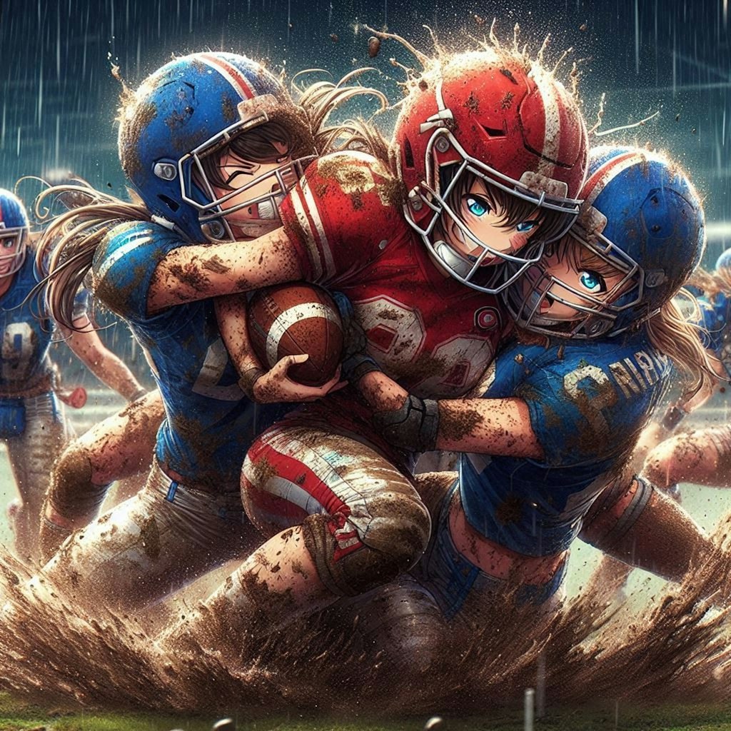 🏈泥まみれの女子アメフト 136