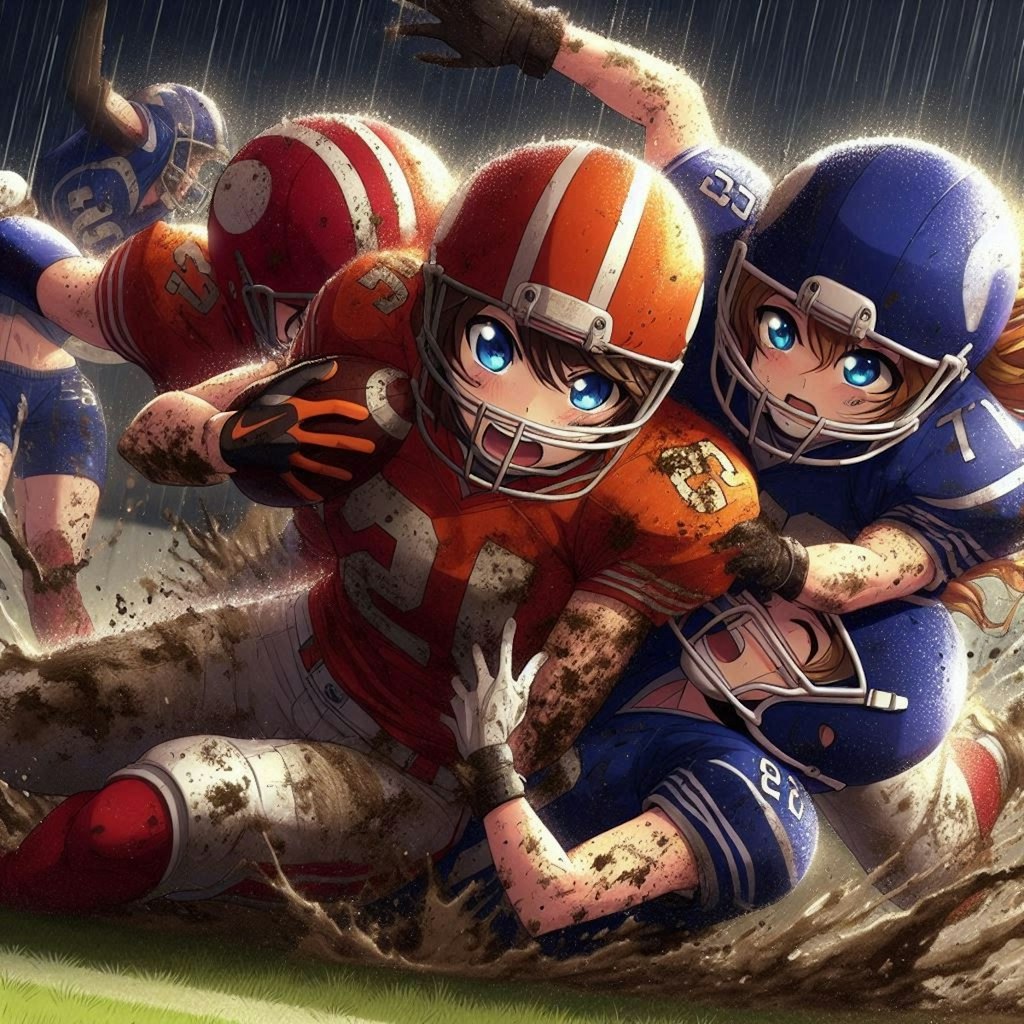 🏈泥まみれの女子アメフト 136