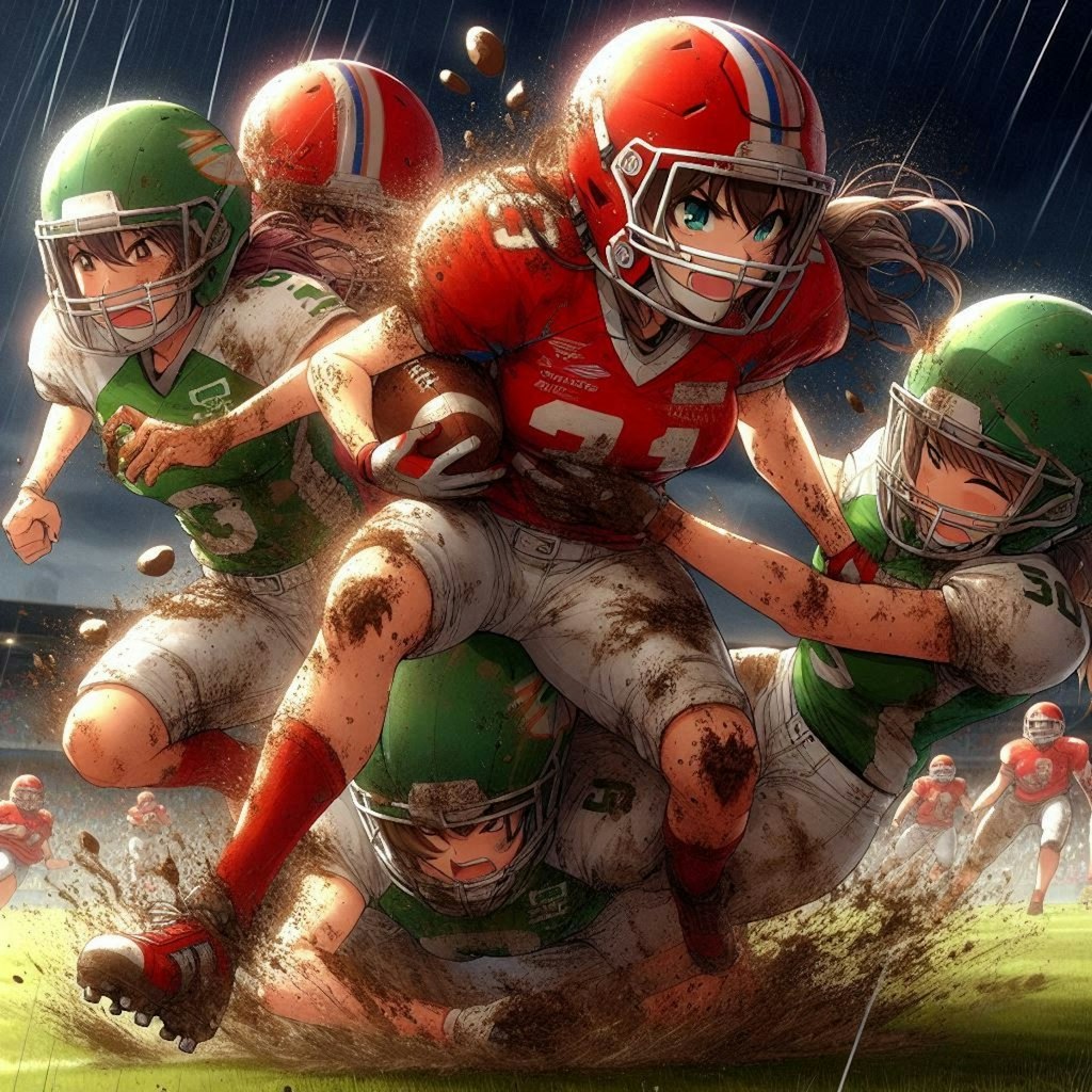 🏈泥まみれの女子アメフト 136