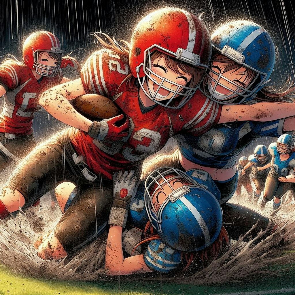 🏈泥まみれの女子アメフト 136