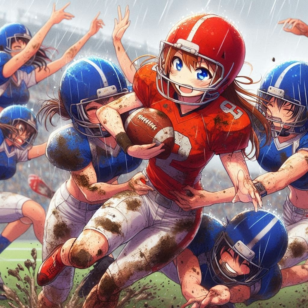 🏈泥まみれの女子アメフト 136