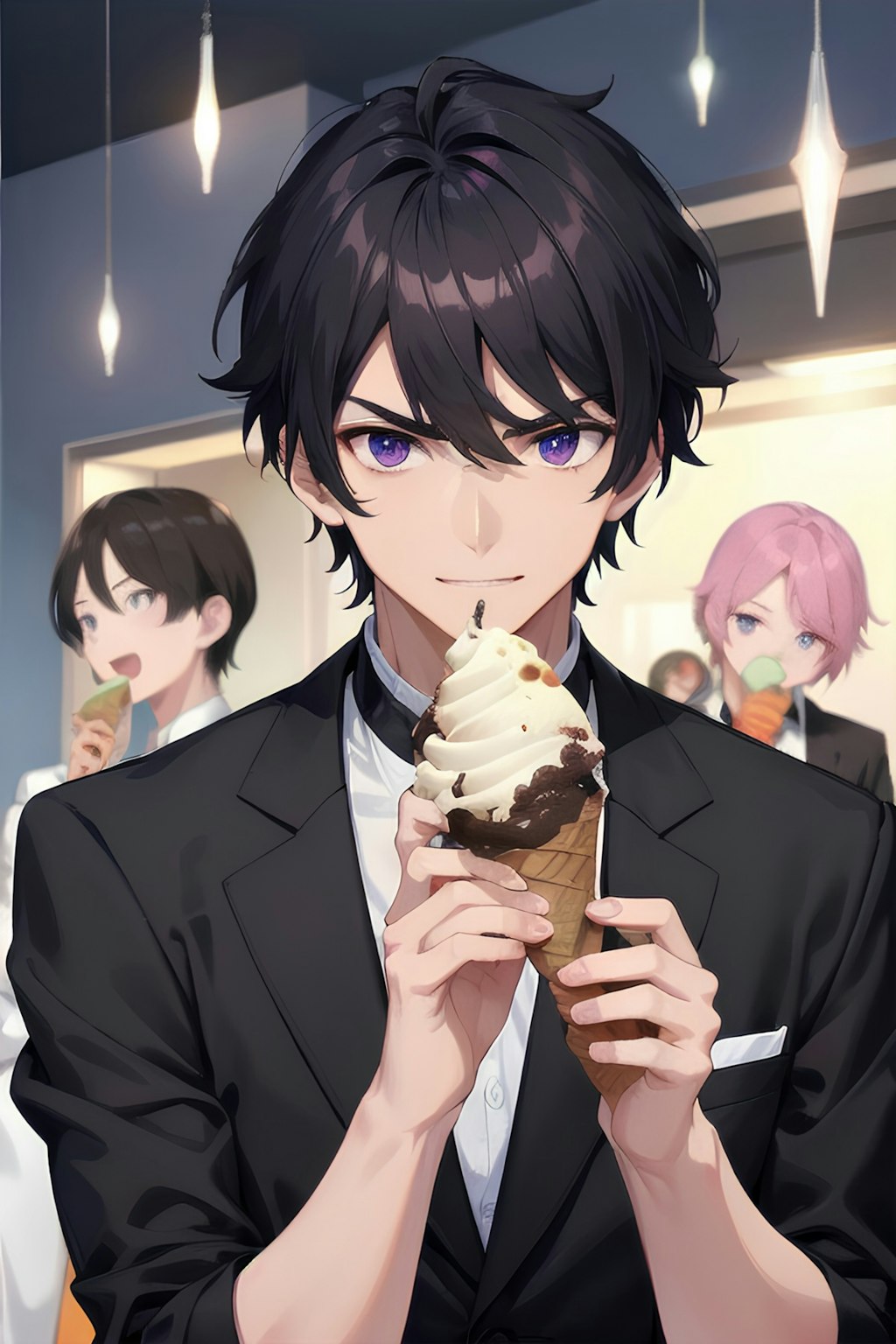 黒髪短髪男性とアイスクリーム（12枚）