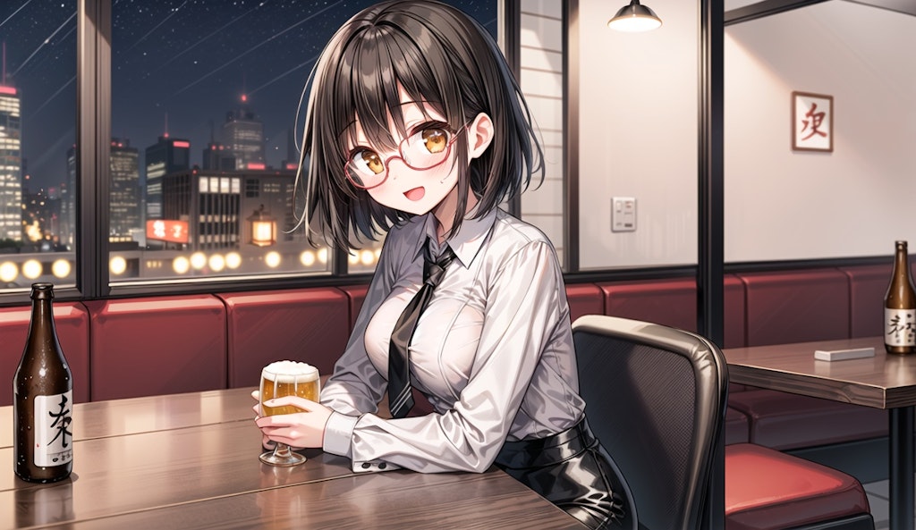 青サキュバスさん（擬態モード）・飲み会