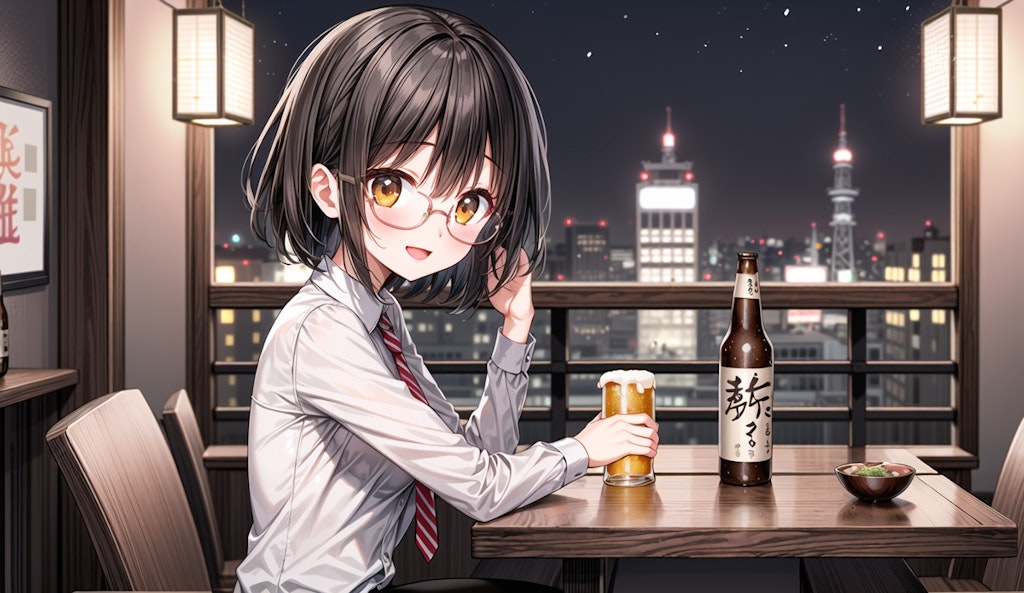 青サキュバスさん（擬態モード）・飲み会