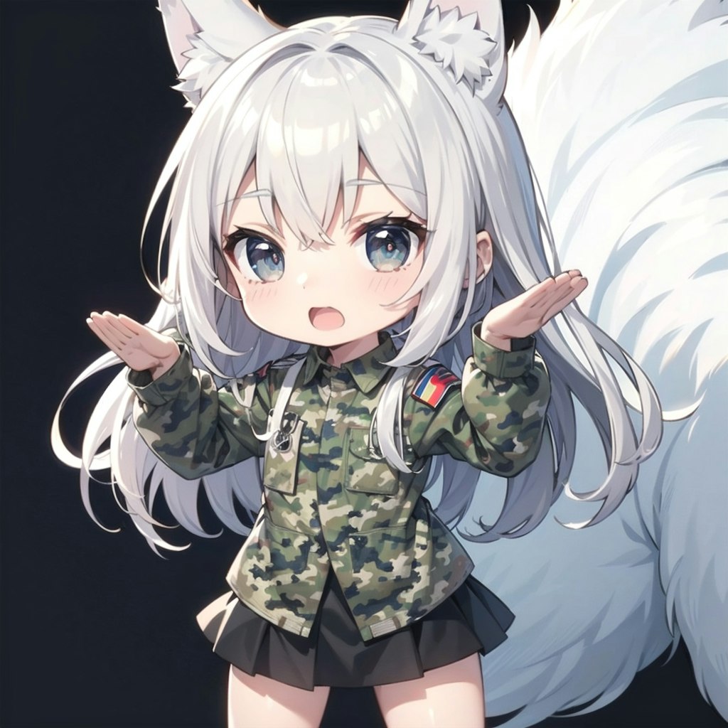 ちちぷい生成画面「ちょっと待っててね」✨カモフラウルフちゃんver.🐺