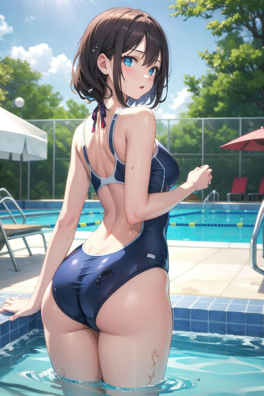 スクール水着の女の子(高画質版)