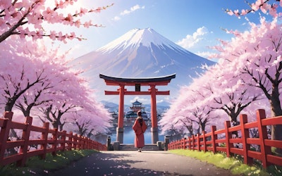 桜と富士山、日本の良き風景
