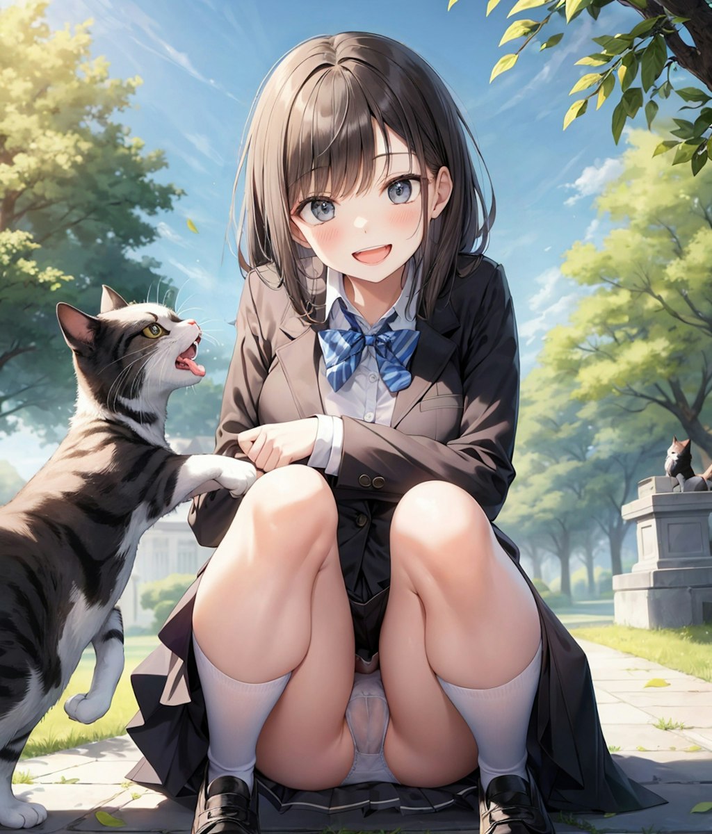 猫と戯れる女の子