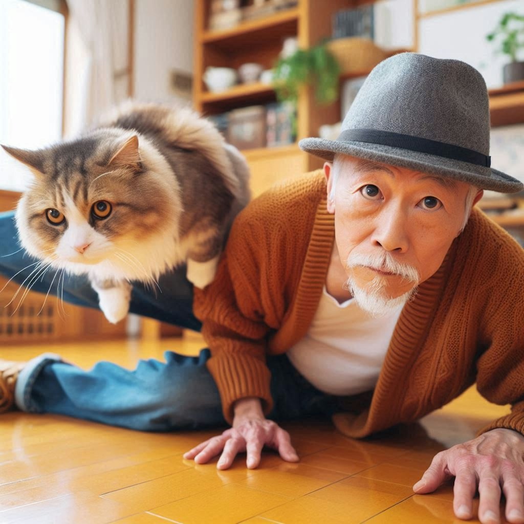 B-BOYのじいちゃんと猫