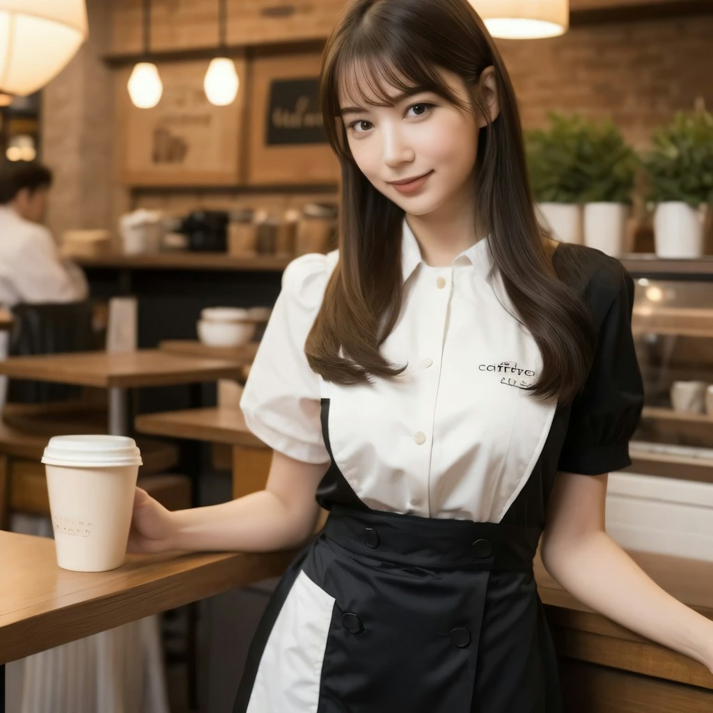 黒髪ロングでカフェの美女２７