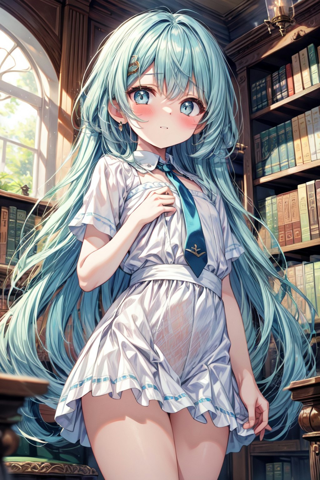 小さな女の子に大きな図書館