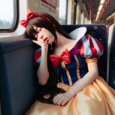【謎画像】電車で毒リンゴを食べた白雪姫ちゃん