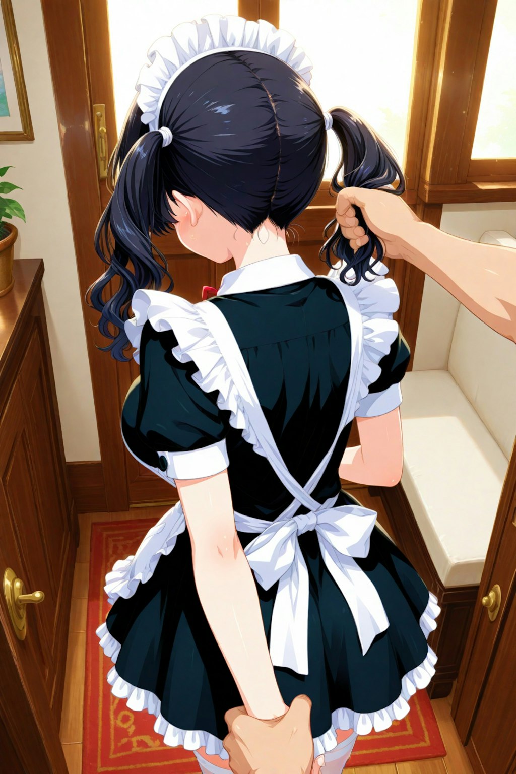 メイドさんをツインテにしてみた