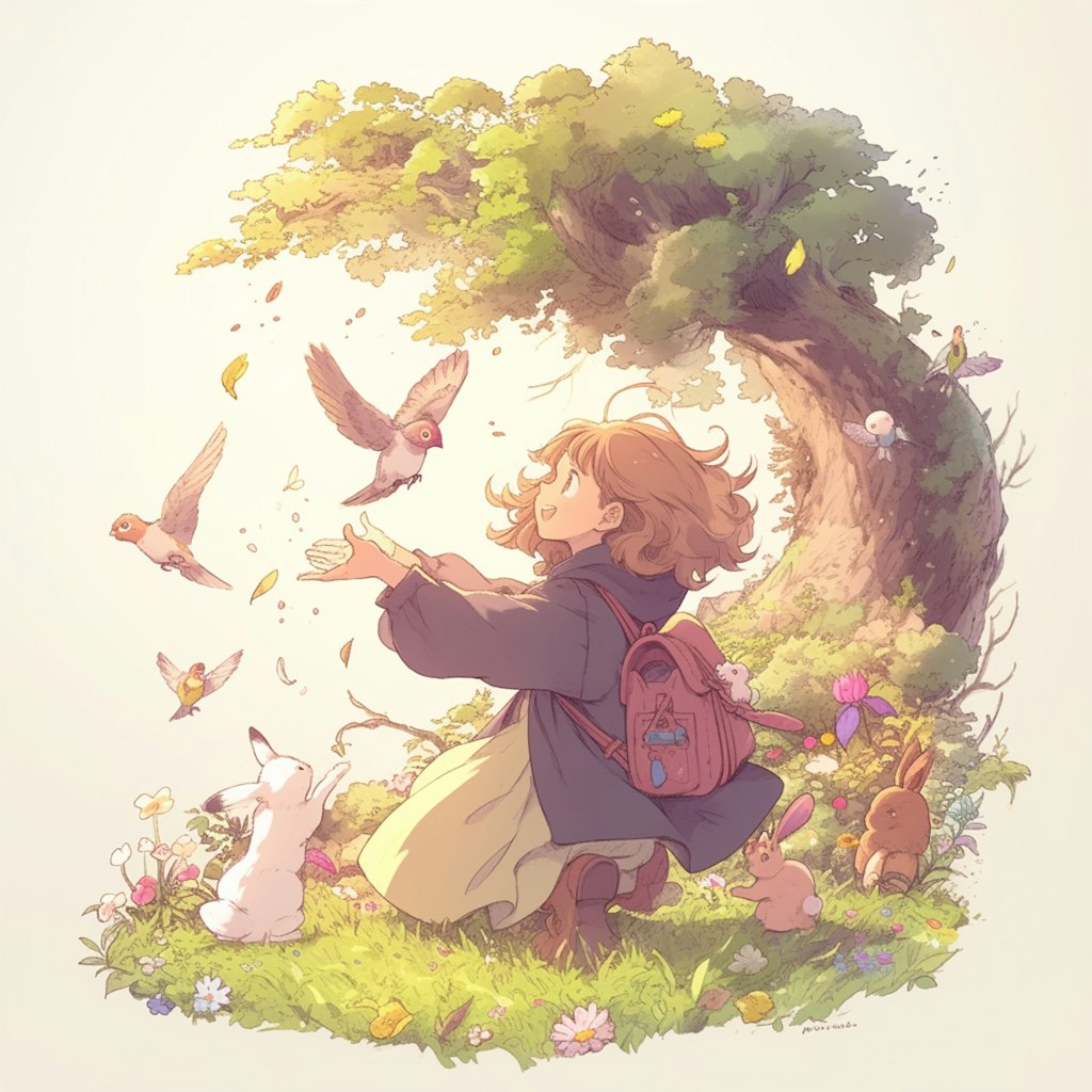 動物と女の子 animals and girl