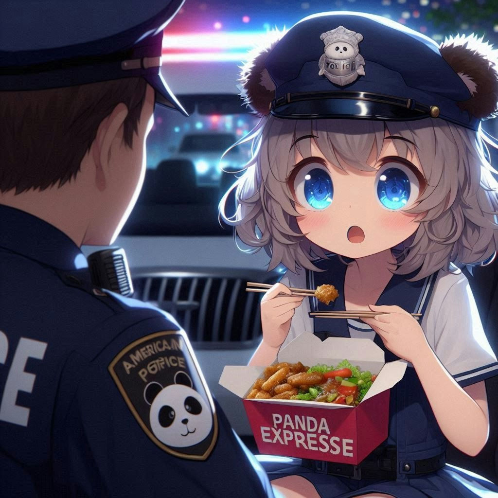 パンダエクスプレスの中華を食べる小さな女の子