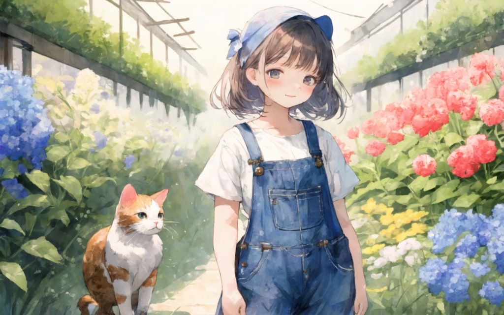 猫と少女(watercolor) : 2023.08.18