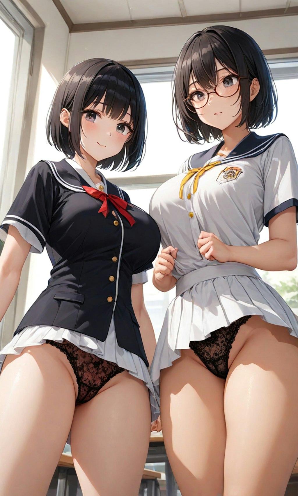 パンチラとセーラー服と眼鏡と女子高校生と