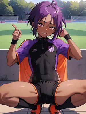 褐色のスポーツ少年　【紫】