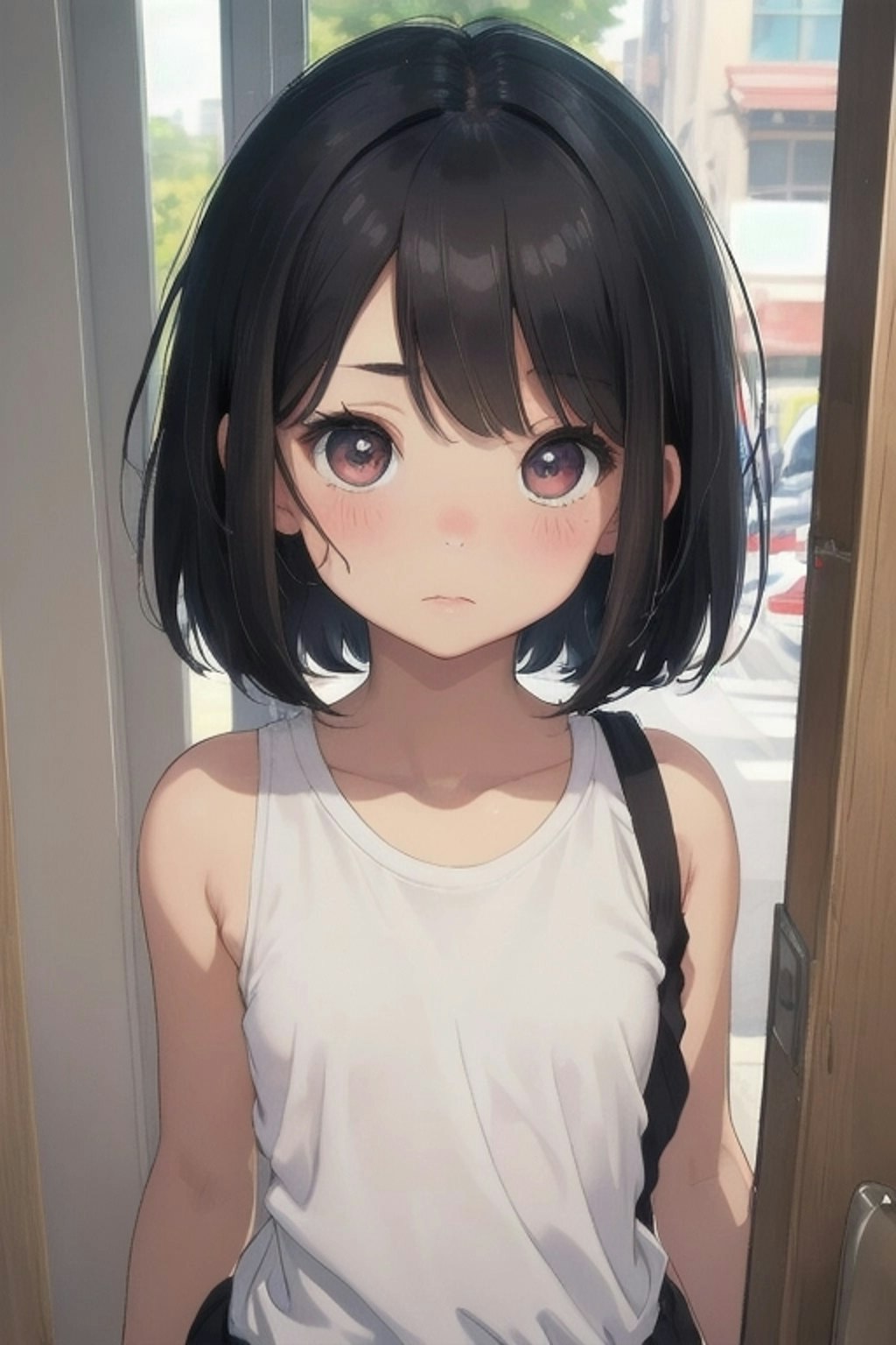 白いTシャツの女の子