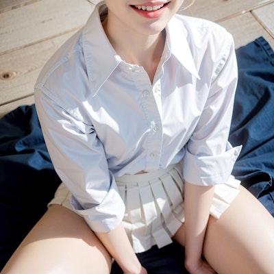 AIイラスト白ギャル貧乳ロリ顔　エロ画像　18歳女子校生海外コスプレイヤー　「お父さん、チンポに座るときは、こんな感じですか？」