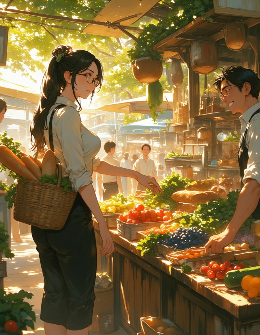 幻想市場の優雅なひととき：朝の野菜選び