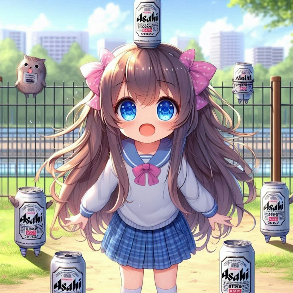 ビール缶ふれあいコーナーに来た小さな女の子