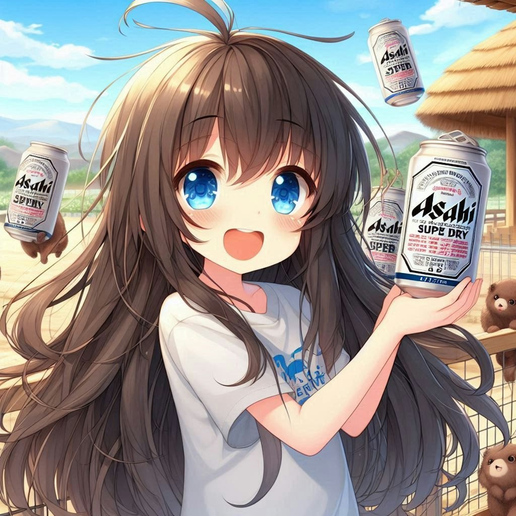 ビール缶ふれあいコーナーに来た小さな女の子