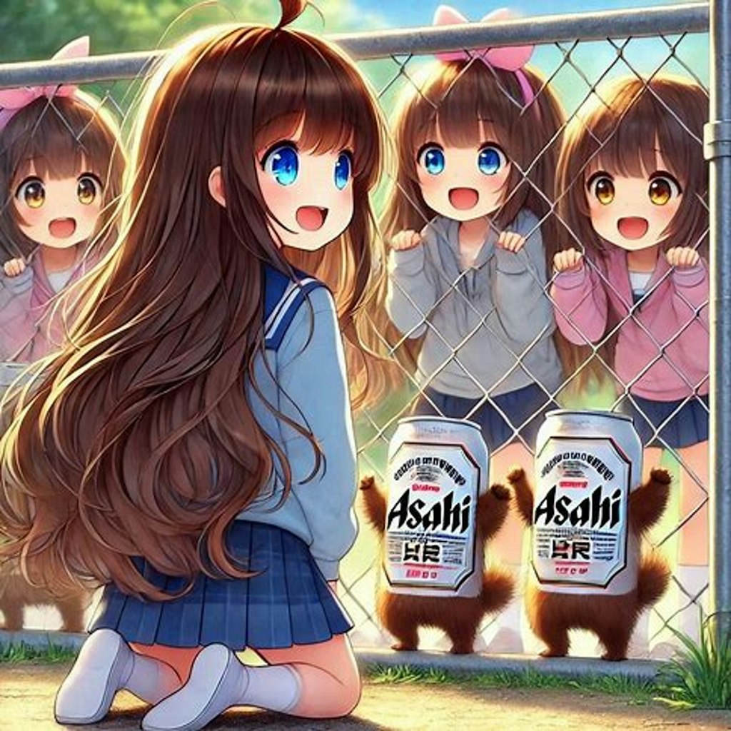 ビール缶ふれあいコーナーに来た小さな女の子