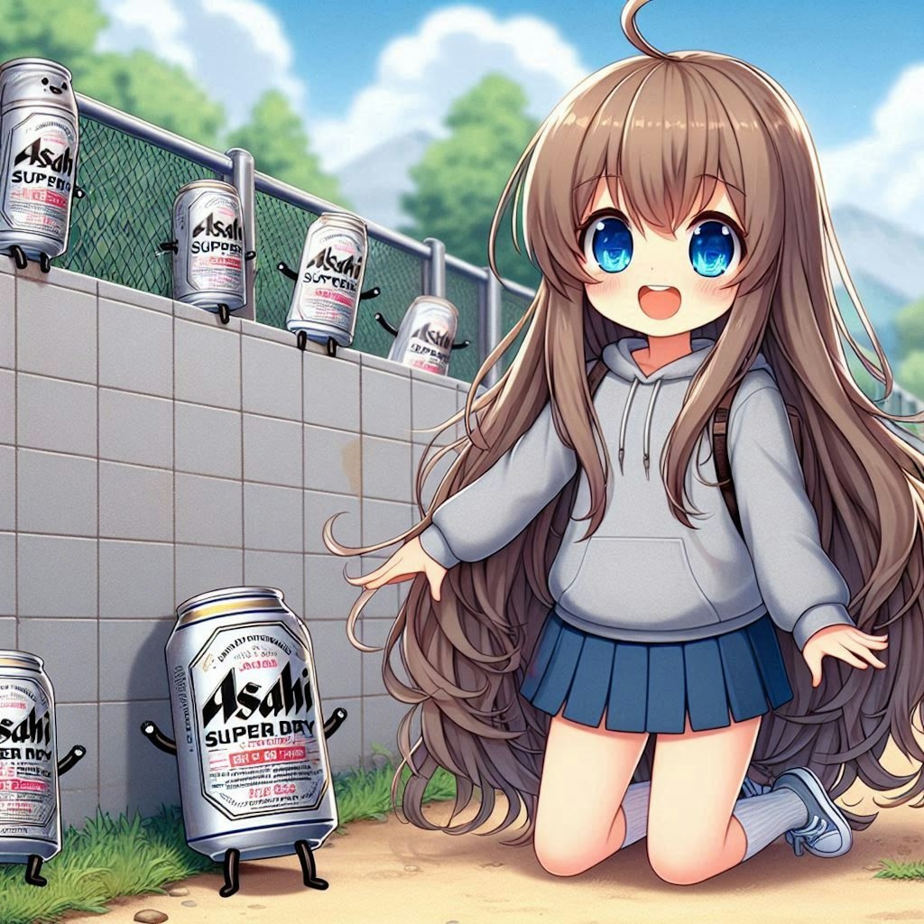 ビール缶ふれあいコーナーに来た小さな女の子