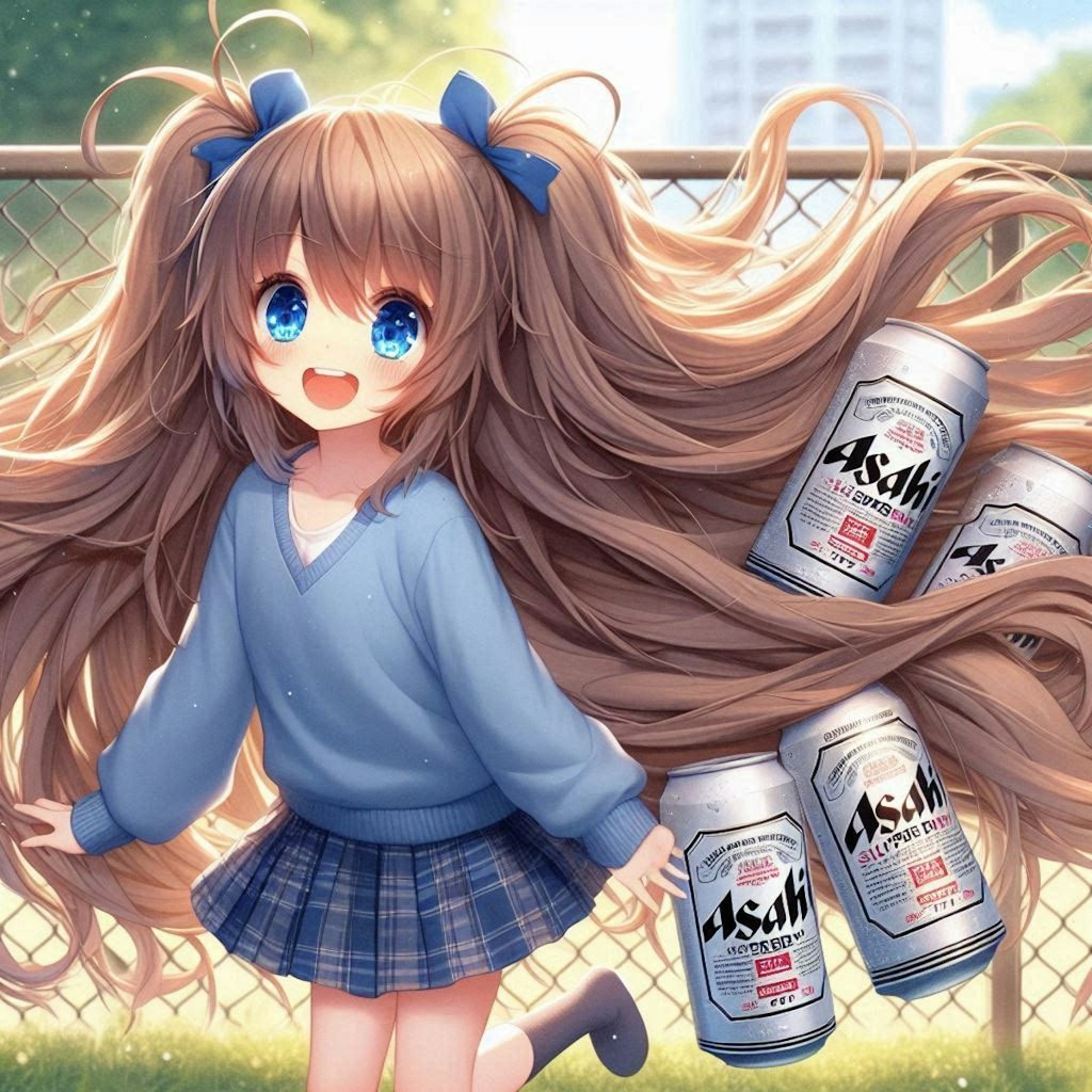 ビール缶ふれあいコーナーに来た小さな女の子