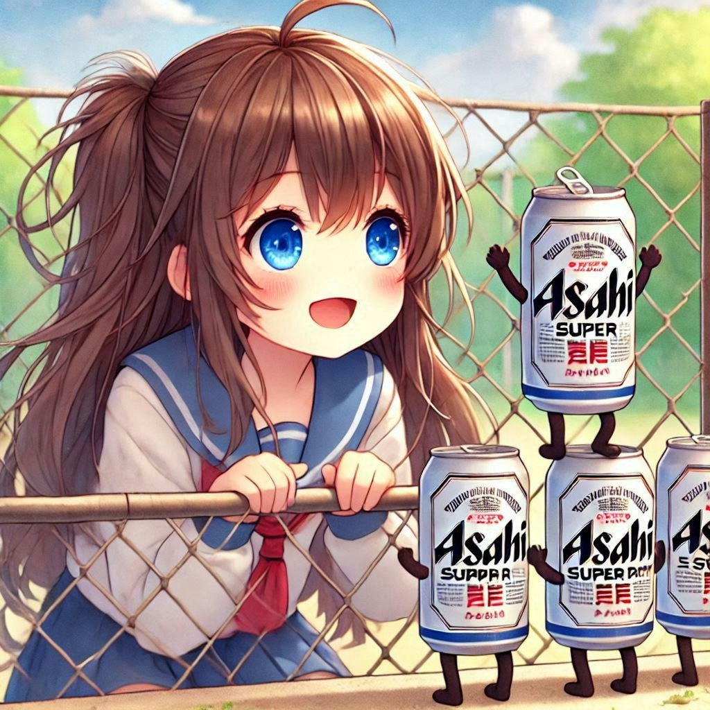 ビール缶ふれあいコーナーに来た小さな女の子